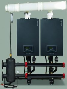 Chaufferie équipée de deux chaudières Atlantic Varfree en cascade